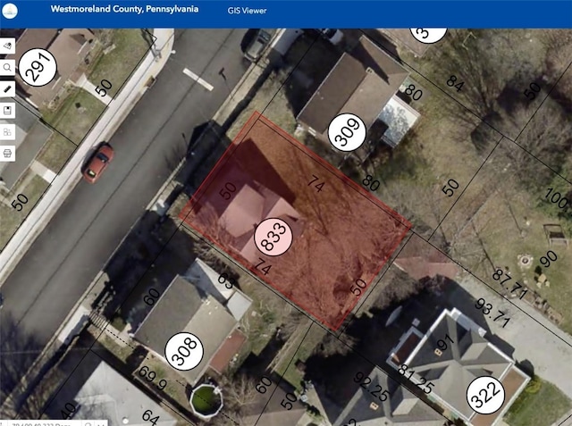 424 N 2nd St, Jeannette, PA 15644 - aerial view of property's location with property boundaries highlighted