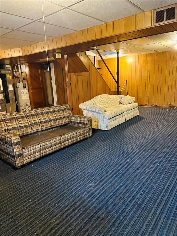 1026 Jefferson Ave, Jeannette, PA 15644 - community lobby with wooden walls, stairs, and a drop ceiling