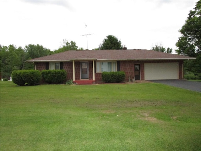 2255 Rombold, Hermitage, PA 16148 - ranch-style house with an attached garage, driveway, a front lawn, and brick siding