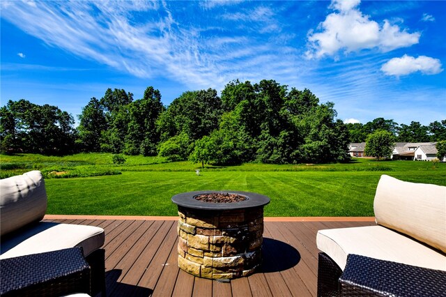 2000 Plantation Dr, Clinton Twp, PA 16056 - wooden deck featuring an outdoor fire pit and a yard