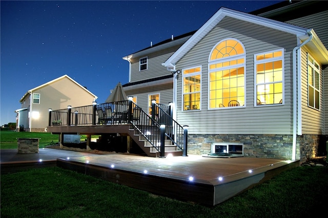 2000 Plantation Dr, Clinton Twp, PA 16056 - back of house at twilight with a deck and stairs