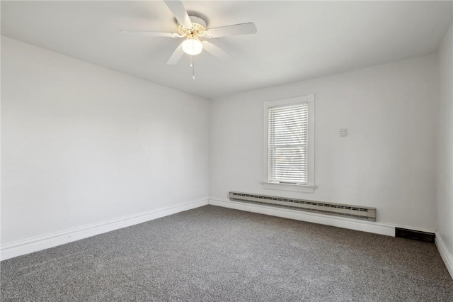 4553 Marr Rd, Pulaski Twp Law, PA 16143 - carpeted empty room with baseboard heating, a ceiling fan, and baseboards