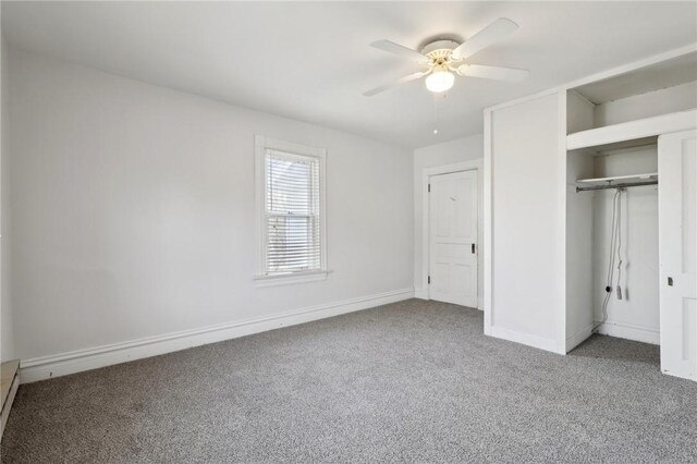 4553 Marr Rd, Pulaski Twp Law, PA 16143 - unfurnished bedroom featuring carpet floors, baseboards, a closet, and a ceiling fan