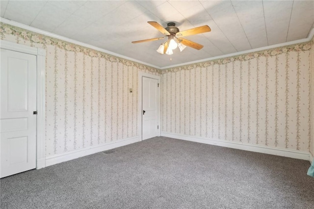 4553 Marr Rd, Pulaski Twp Law, PA 16143 - unfurnished room with carpet flooring, a ceiling fan, and ornamental molding
