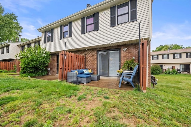 113 Stoney Creek Ct, Seven Fields Boro, PA 16046 - rear view of property featuring brick siding, a patio, and outdoor lounge area