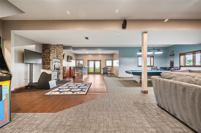 201 Roosevelt Rd, Kilbuck Twp, PA 15202 - living area with wood finished floors, billiards table, and baseboards