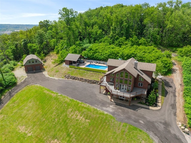 201 Roosevelt Rd, Kilbuck Twp, PA 15202 - aerial view of property and surrounding area with a pool and a heavily wooded area