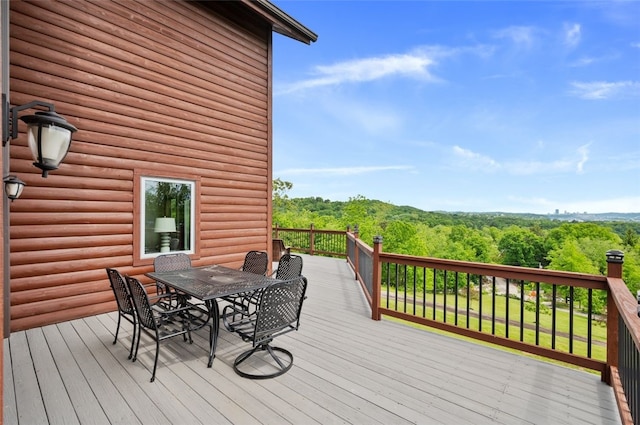 201 Roosevelt Rd, Kilbuck Twp, PA 15202 - wooden deck featuring outdoor dining area and a wooded view