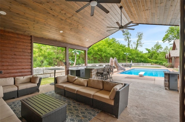 201 Roosevelt Rd, Kilbuck Twp, PA 15202 - view of patio featuring an outdoor hangout area and ceiling fan