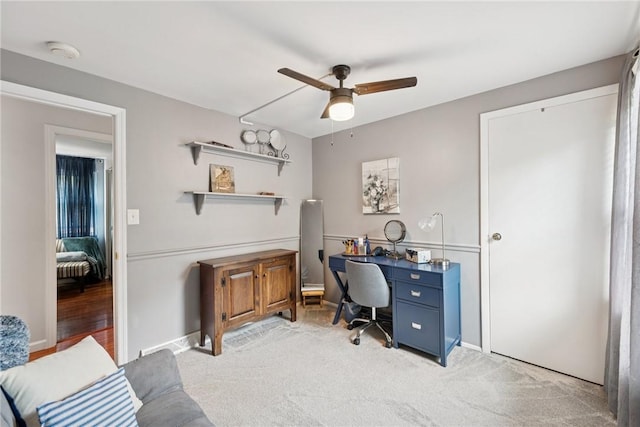 724 Pine Valley Dr, Plum Boro, PA 15239 - office space featuring ceiling fan, baseboards, and light colored carpet