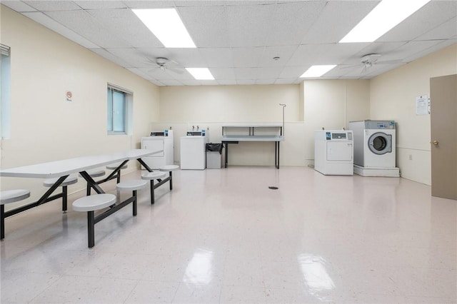 5 Bayard Rd Unit 808, Shadyside, PA 15213 - misc room featuring washing machine and clothes dryer, ceiling fan, and a paneled ceiling