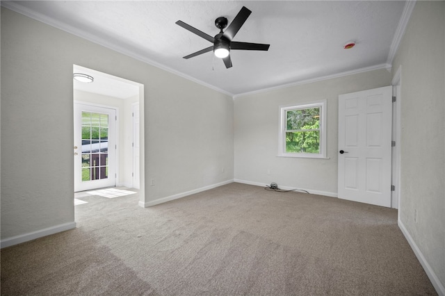 470 Burrell Hill Cir, Penn Twp Wml, PA 15675 - carpeted empty room with healthy amount of natural light, ornamental molding, a ceiling fan, and baseboards