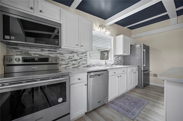 470 Burrell Hill Cir, Penn Twp Wml, PA 15675 - kitchen featuring appliances with stainless steel finishes, a sink, light wood-type flooring, and decorative backsplash
