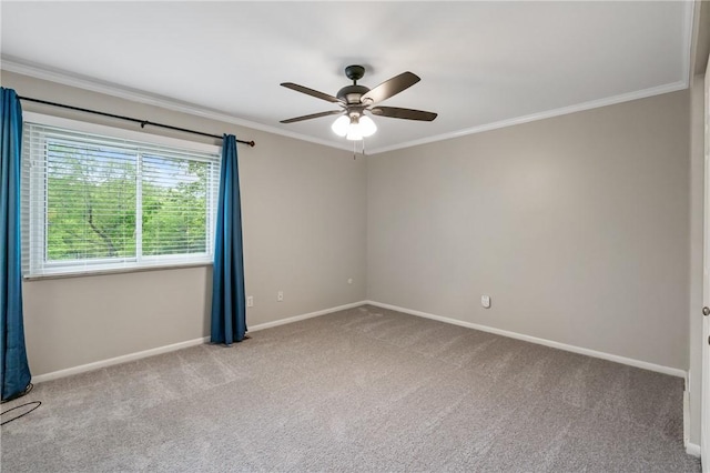 116 Buttercup Dr, Cranberry Twp, PA 16066 - carpeted empty room featuring baseboards, ornamental molding, and a ceiling fan