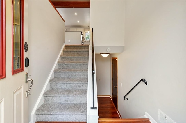 116 Buttercup Dr, Cranberry Twp, PA 16066 - stairs featuring baseboards and wood finished floors