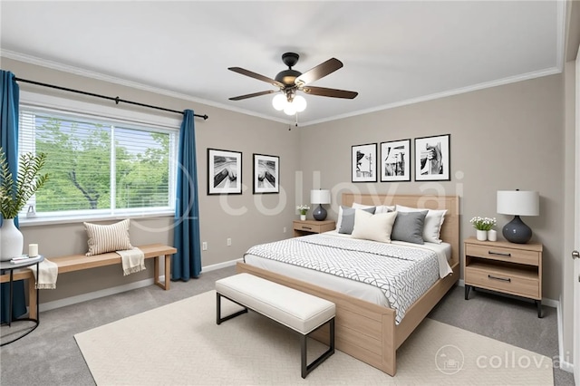 116 Buttercup Dr, Cranberry Twp, PA 16066 - carpeted bedroom with ornamental molding, baseboards, and ceiling fan