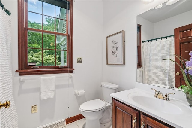 5010 W Grove Ln, Pine Twp Nal, PA 15044 - bathroom featuring vanity, toilet, tile patterned flooring, and a shower with shower curtain