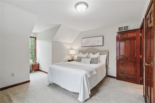 5010 W Grove Ln, Pine Twp Nal, PA 15044 - bedroom with light carpet, baseboards, and lofted ceiling