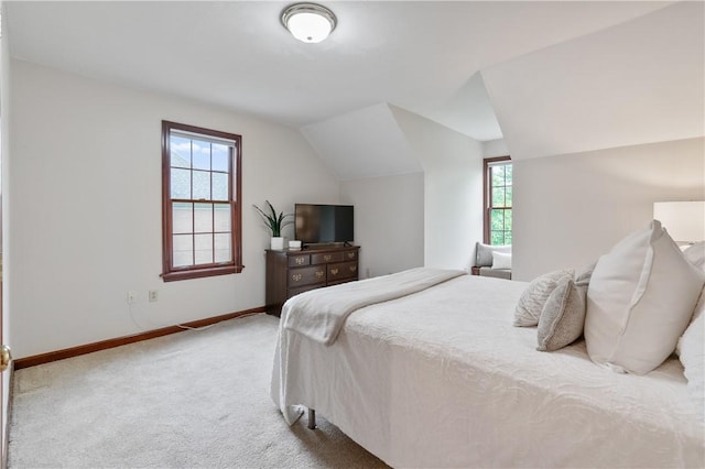 5010 W Grove Ln, Pine Twp Nal, PA 15044 - carpeted bedroom with multiple windows, baseboards, and vaulted ceiling