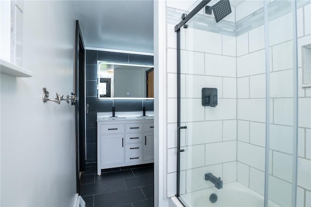 10 N St, Smith, PA 15004 - bathroom featuring combined bath / shower with glass door, vanity, and tile patterned floors