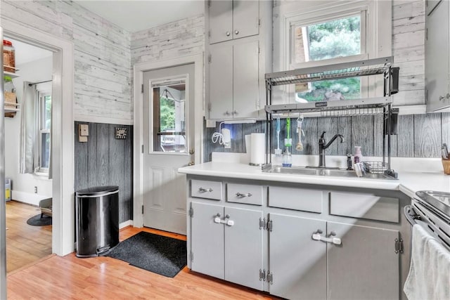 122 W Main St, Worthington, PA 16262 - kitchen featuring plenty of natural light, a sink, light countertops, and gray cabinetry