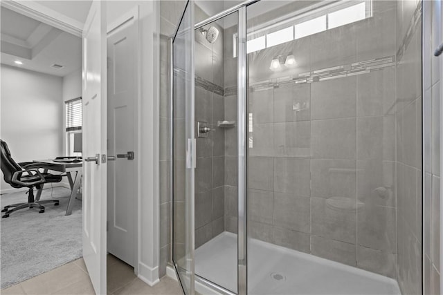 9002 Hickory Rd, Pine Twp Nal, PA 15044 - full bathroom featuring healthy amount of natural light, a stall shower, and tile patterned floors
