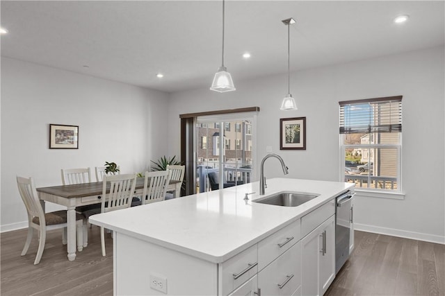 9002 Hickory Rd, Pine Twp Nal, PA 15044 - kitchen with a sink, dark wood-style floors, recessed lighting, stainless steel dishwasher, and baseboards