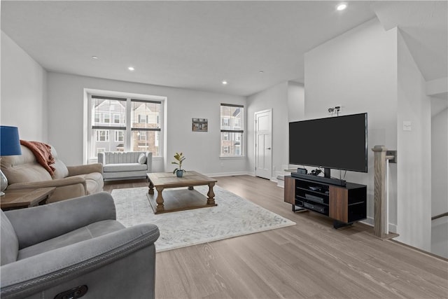 9002 Hickory Rd, Pine Twp Nal, PA 15044 - living area with wood finished floors, recessed lighting, and baseboards