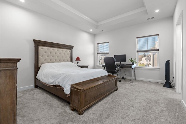 9002 Hickory Rd, Pine Twp Nal, PA 15044 - bedroom with recessed lighting, carpet, baseboards, a raised ceiling, and a desk