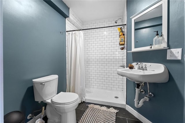 1904 E National Pike, North Bethlehem, PA 15360 - full bath featuring toilet, tile patterned floors, and a stall shower