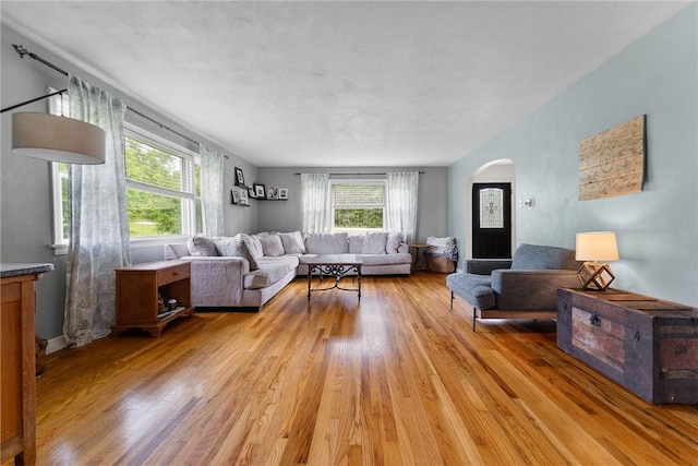 1904 E National Pike, North Bethlehem, PA 15360 - living room with arched walkways and light wood-type flooring