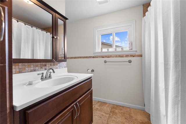 1904 E National Pike, North Bethlehem, PA 15360 - bathroom with vanity, baseboards, and a shower with shower curtain