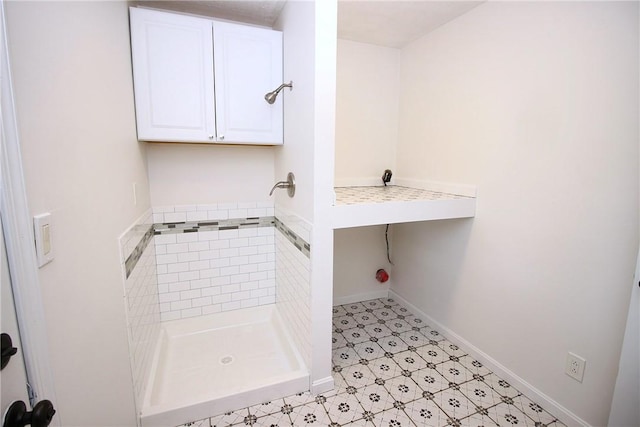 2224 Park Ave, Manor Twp, PA 16226 - bathroom featuring a shower stall, tile patterned floors, and baseboards