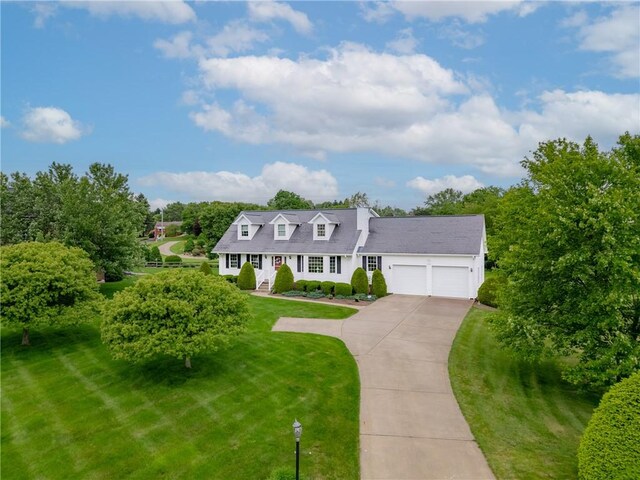 113 Sunburst Ct, Center Twp But, PA 16001 - cape cod home with an attached garage, a front lawn, driveway, and covered porch