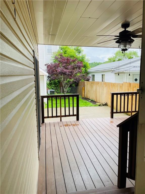 192 W Lincoln St, Waynsbrg/Frankln Twp, PA 15370 - wooden deck featuring a ceiling fan