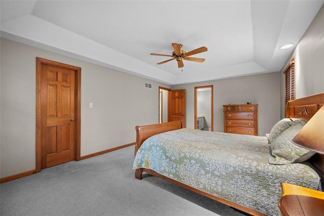 100 Firethorn Rd, Economy, PA 15005 - bedroom featuring a tray ceiling, baseboards, carpet flooring, and ceiling fan