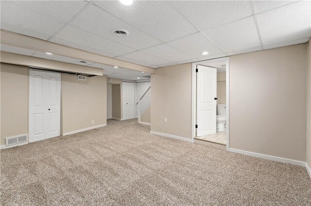 6225 Smithfield St, Elizabeth Twp/Boro, PA 15135 - finished below grade area featuring carpet, a drop ceiling, baseboards, and recessed lighting