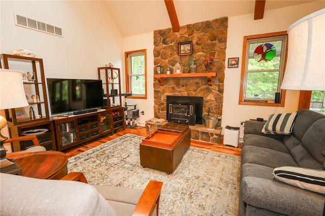 1147 Annisville Rd, Washington Twp But, PA 16050 - living area with wood finished floors and a wood stove