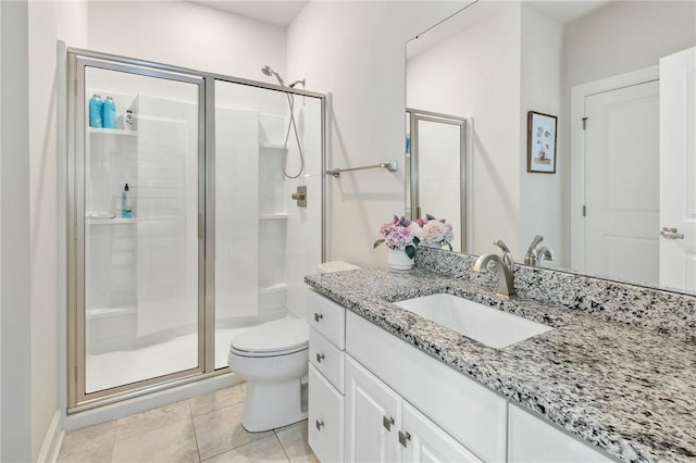 712 Mulkerrin Ct, Pine Twp Nal, PA 16046 - bathroom with a stall shower, vanity, toilet, and tile patterned floors