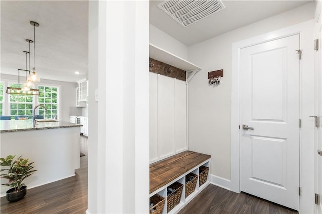 712 Mulkerrin Ct, Pine Twp Nal, PA 16046 - mudroom with dark wood-type flooring, a sink, and baseboards