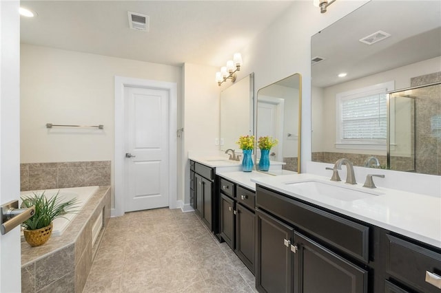 712 Mulkerrin Ct, Pine Twp Nal, PA 16046 - full bath featuring double vanity, a bath, tile patterned flooring, and a tile shower