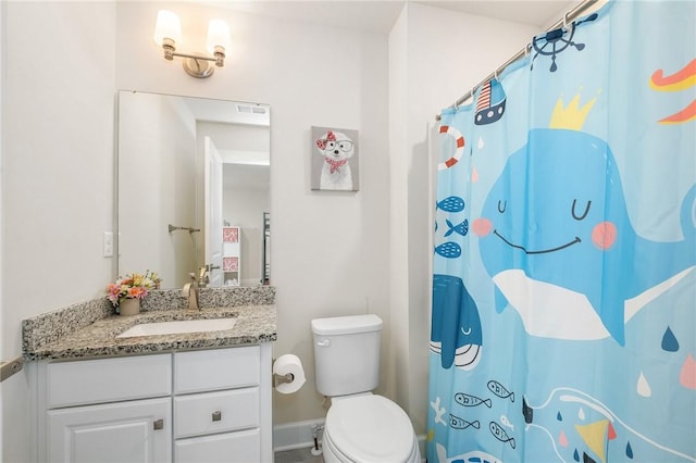 712 Mulkerrin Ct, Pine Twp Nal, PA 16046 - full bathroom with vanity, toilet, baseboards, and a shower with shower curtain