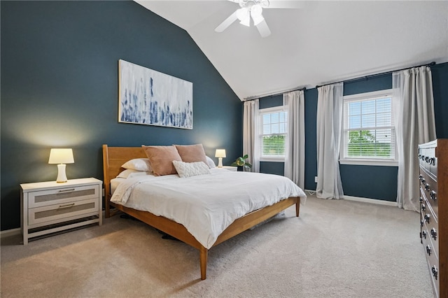 2455 Wedgewood Dr, Franklin Park, PA 15090 - bedroom with vaulted ceiling, carpet flooring, baseboards, and a ceiling fan