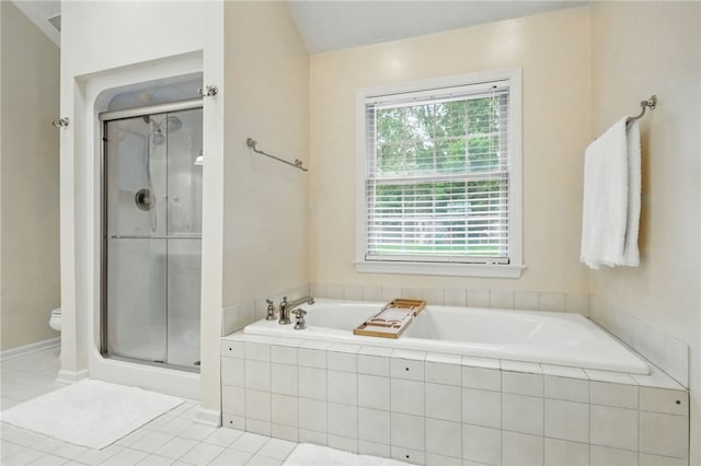 2455 Wedgewood Dr, Franklin Park, PA 15090 - full bathroom featuring a garden tub, a shower stall, toilet, and tile patterned flooring