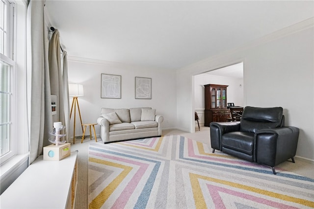 2455 Wedgewood Dr, Franklin Park, PA 15090 - carpeted living room featuring ornamental molding