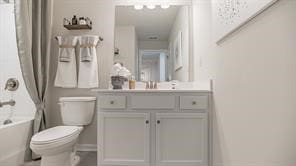 694 Olivia St, Collier Twp, PA 15205 - full bathroom featuring vanity, toilet, and shower / tub combo with curtain