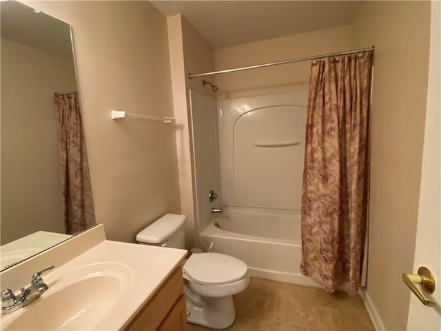 350 Hidden Ridge Ct Unit 302, South Park, PA 15129 - bathroom with vanity, toilet, shower / bathtub combination with curtain, and tile patterned flooring