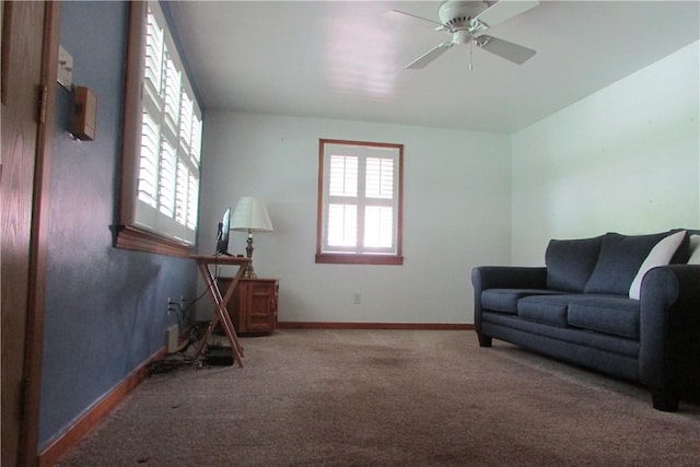 12840 Lincoln Way N, Huntingdon, PA 15642 - sitting room with carpet floors, a ceiling fan, and baseboards