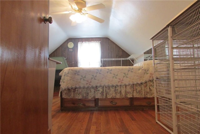 12840 Lincoln Way N, Huntingdon, PA 15642 - bedroom featuring wood finished floors, lofted ceiling, and ceiling fan