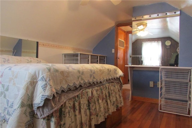 12840 Lincoln Way N, Huntingdon, PA 15642 - bedroom with wood finished floors, vaulted ceiling, and a ceiling fan